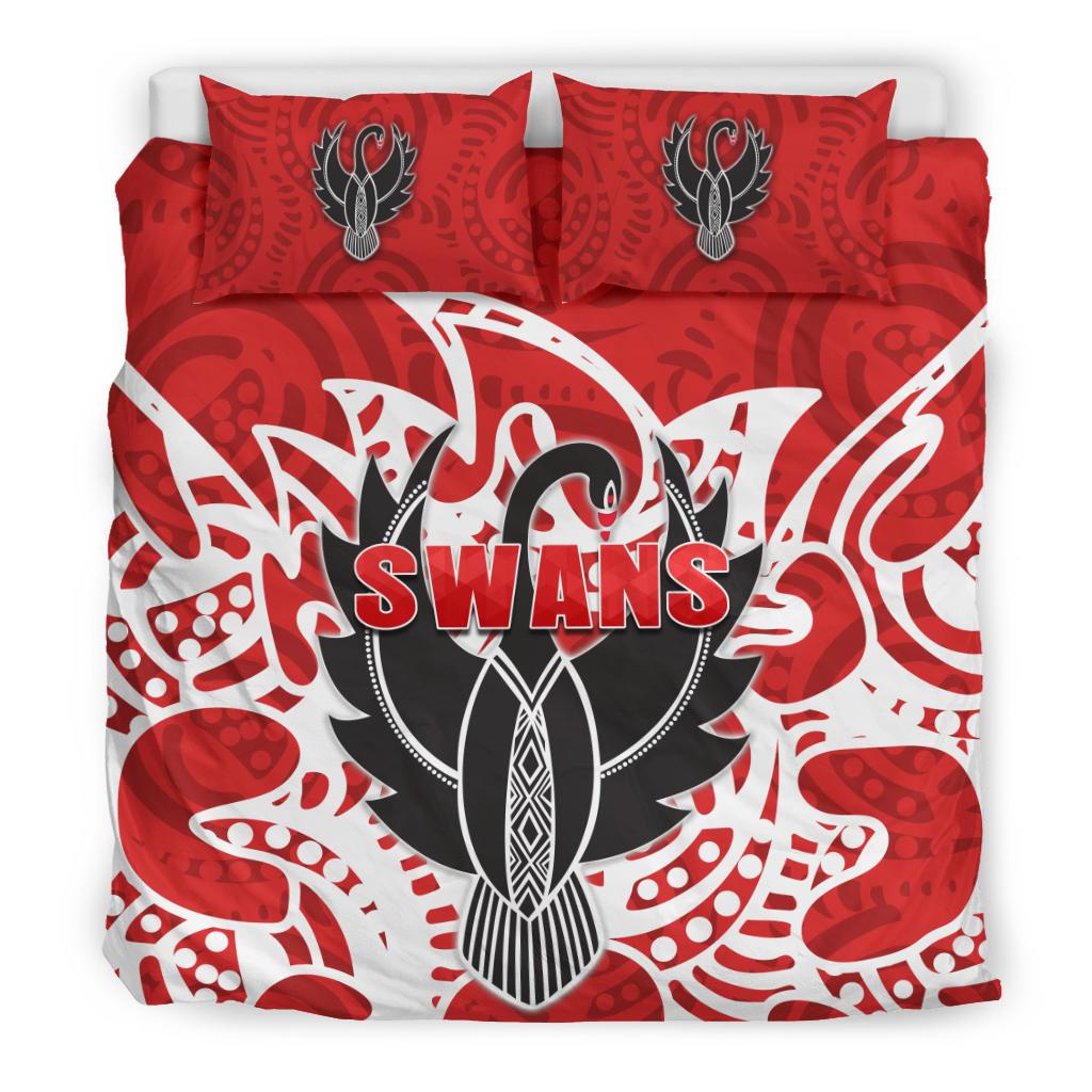 Sydney Bedding Set Simple Indigenous Swans - Vibe Hoodie Shop