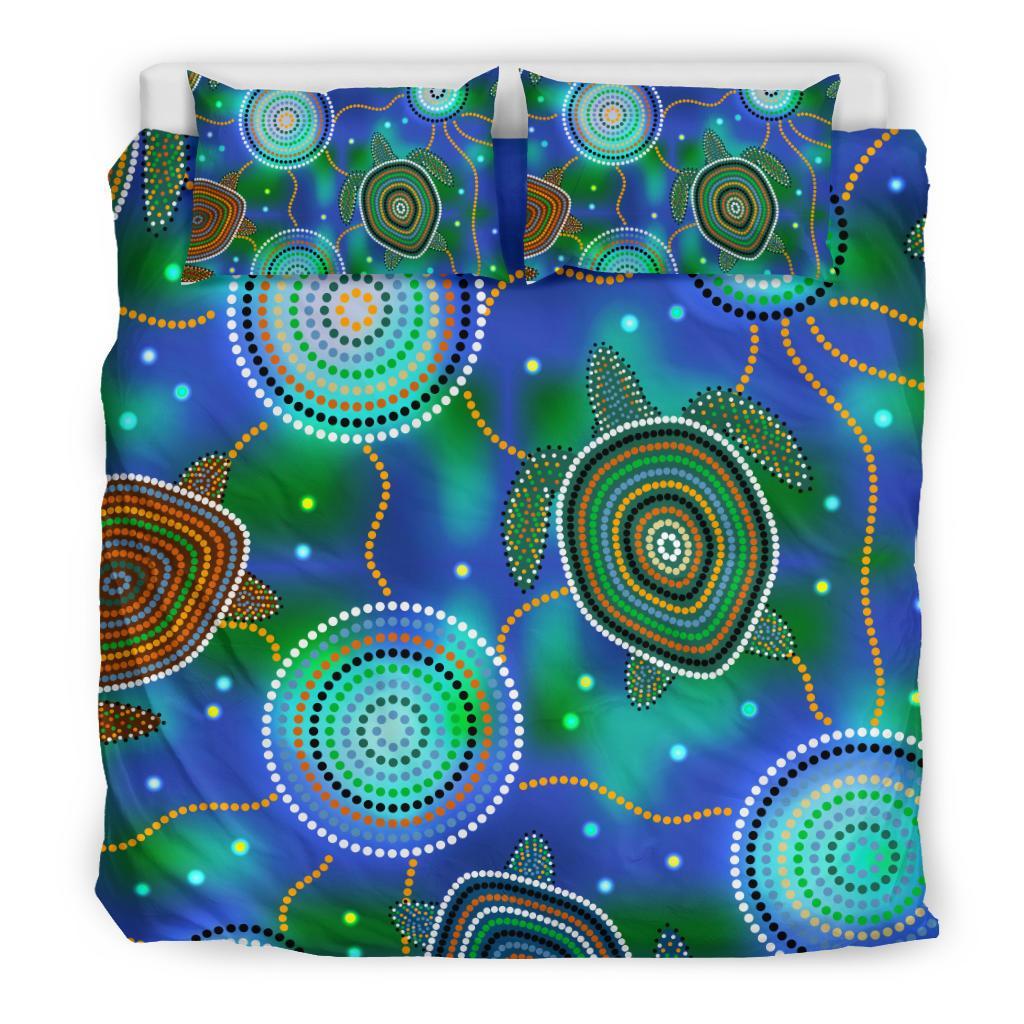 Aboriginal Bedding Set - Indigenous Turtle Dreaming - Vibe Hoodie Shop