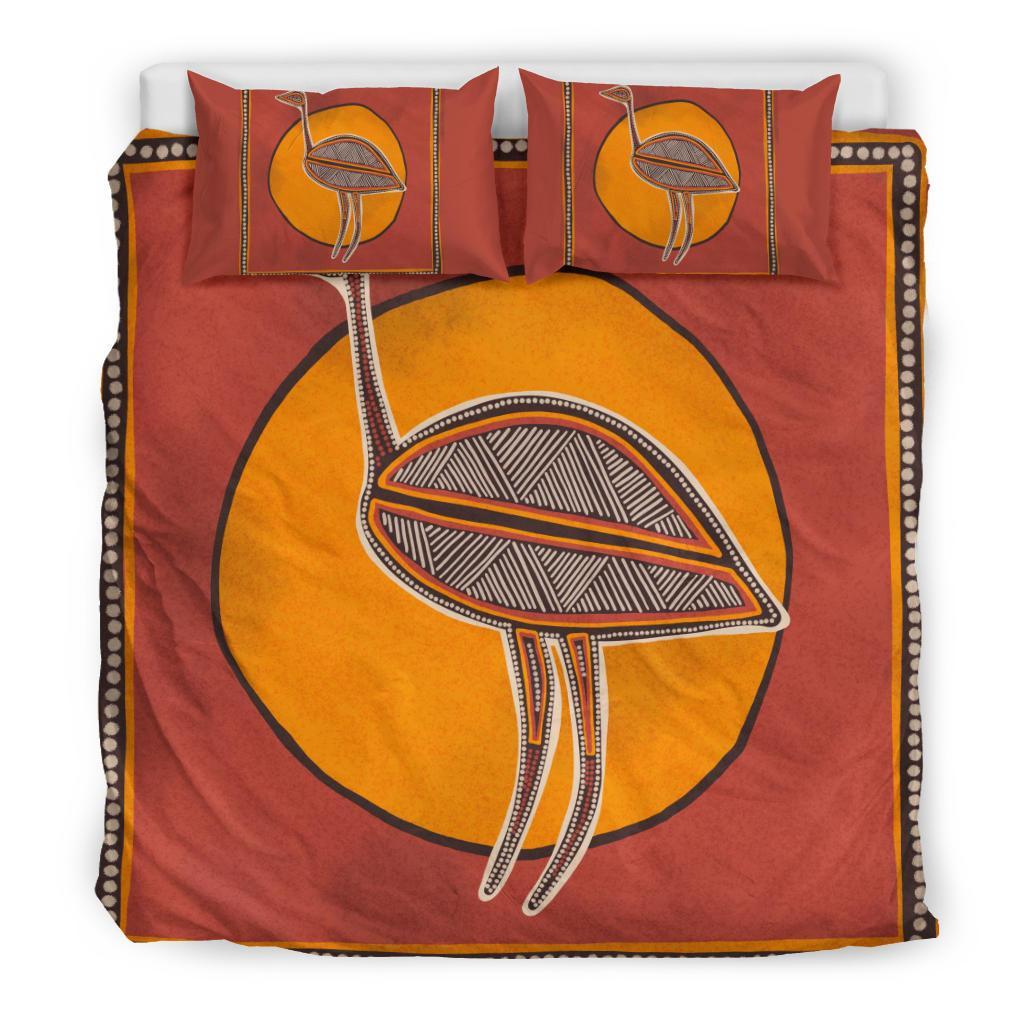 Aboriginal Bedding Set - Indigenous Emu - Vibe Hoodie Shop