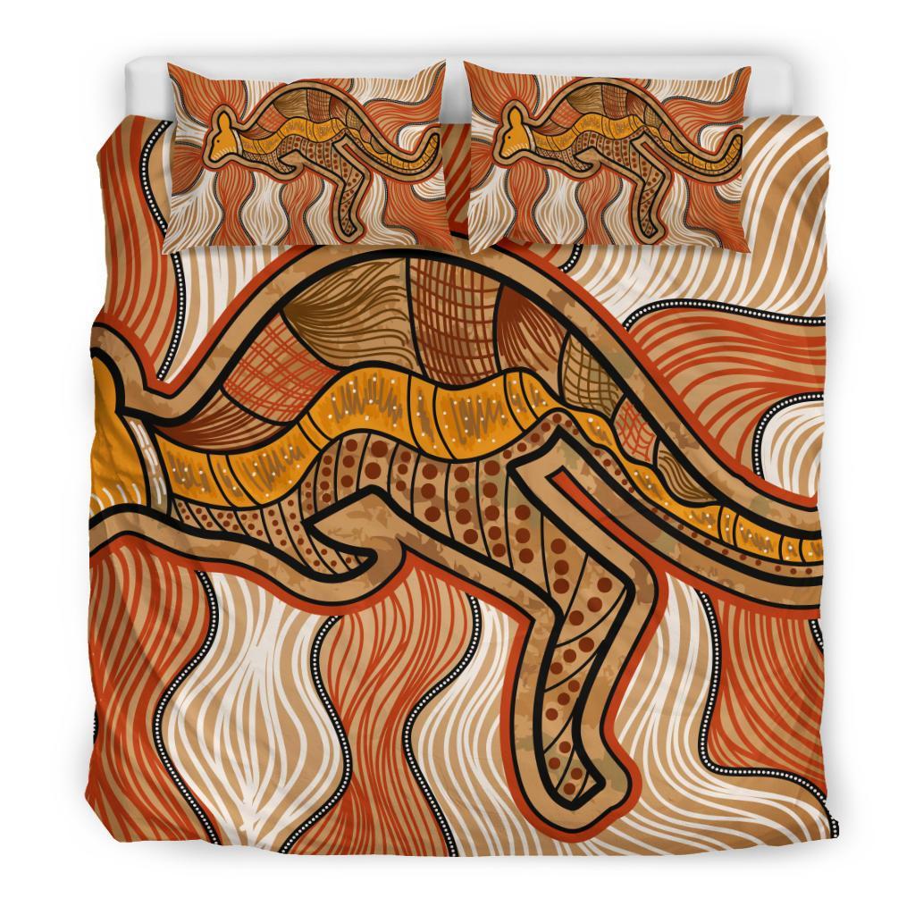 Aboriginal Bedding Set - Indigenous Kangaroo Vintage Stye - Vibe Hoodie Shop