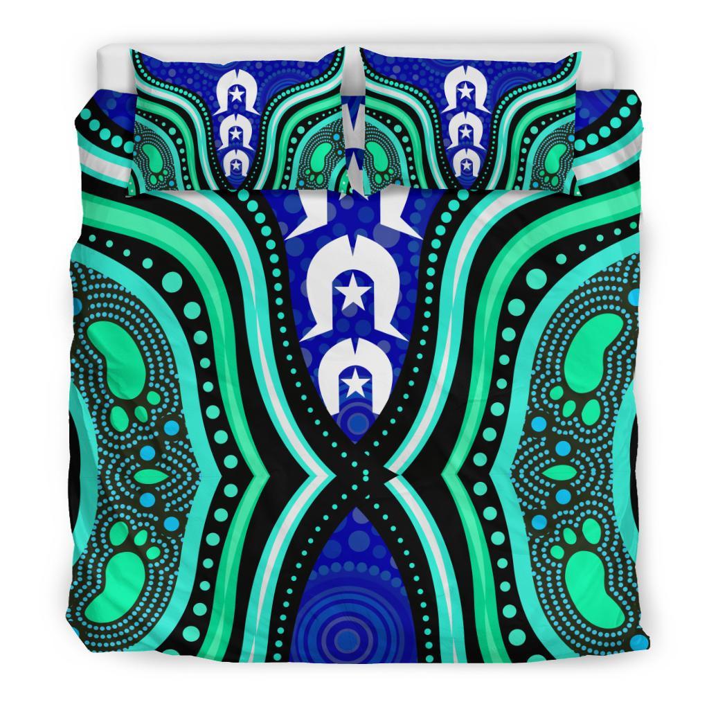 Torres Strait Bedding Set - Torres Strait Symbol And Aboriginal Patterns - Vibe Hoodie Shop