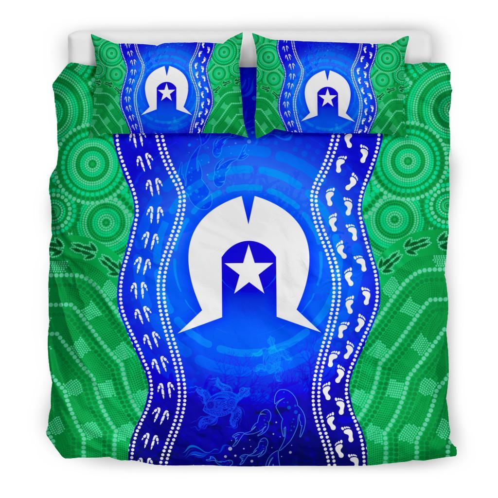 Torres Strait Islanders Bedding Set - Torres Symbol With Aboriginal Patterns - Vibe Hoodie Shop