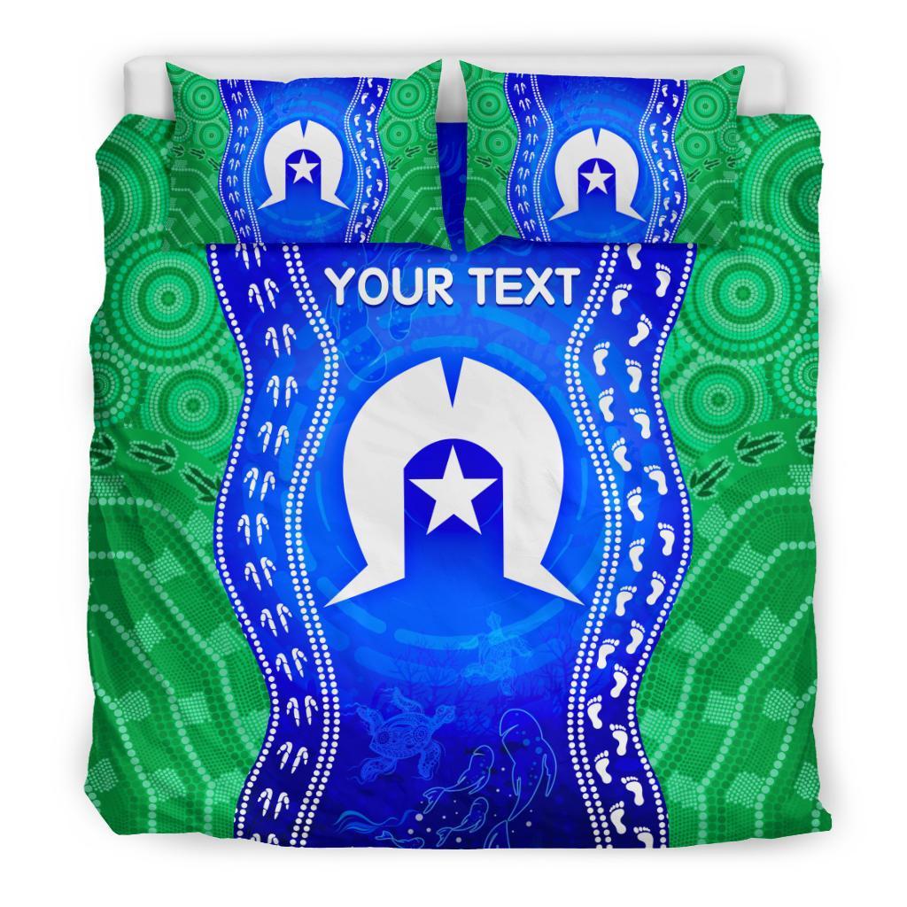 Custom Torres Strait Islanders Bedding Set - Torres Symbol With Aboriginal Patterns - Vibe Hoodie Shop