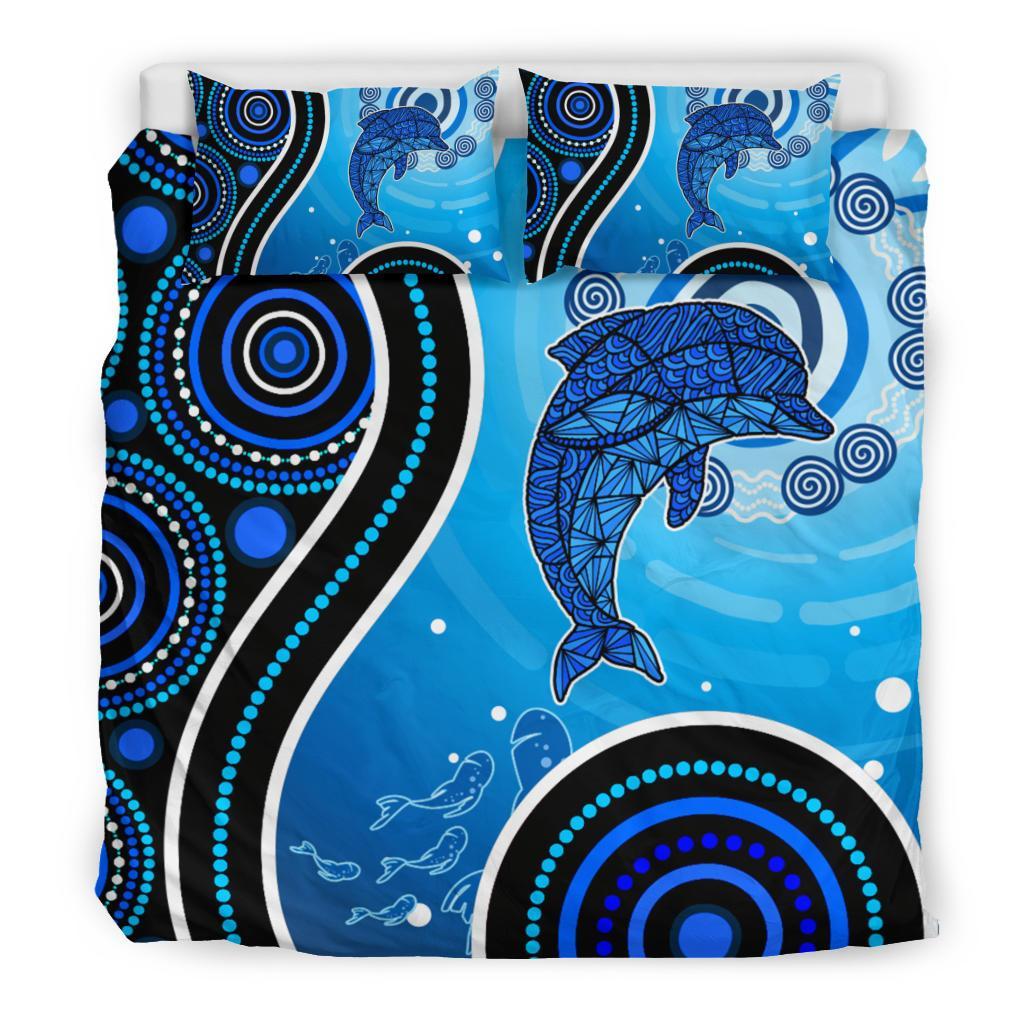 Aboriginal Bedding Set - Dolphin And Aboriginal Dot Patterns - Vibe Hoodie Shop