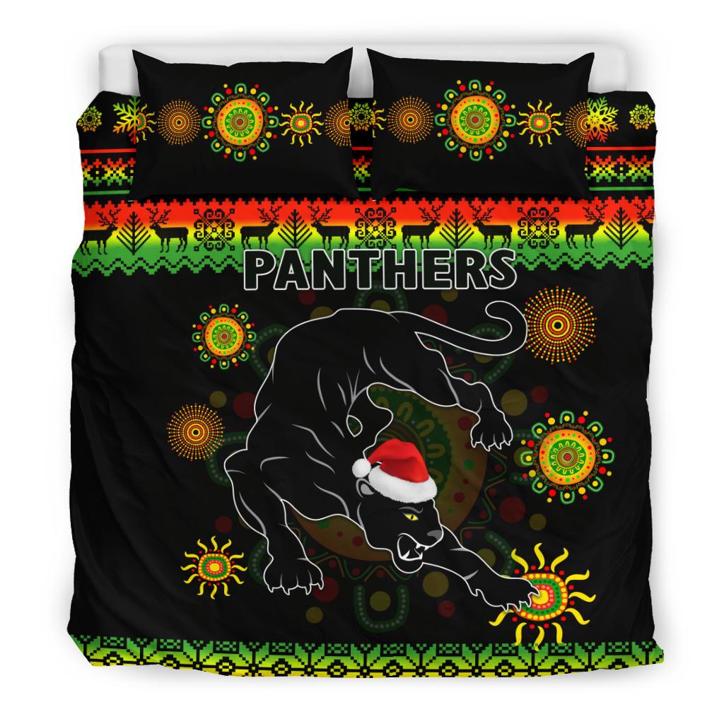 Penrith Panthers Christmas Bedding Set Indigenous - Vibe Hoodie Shop