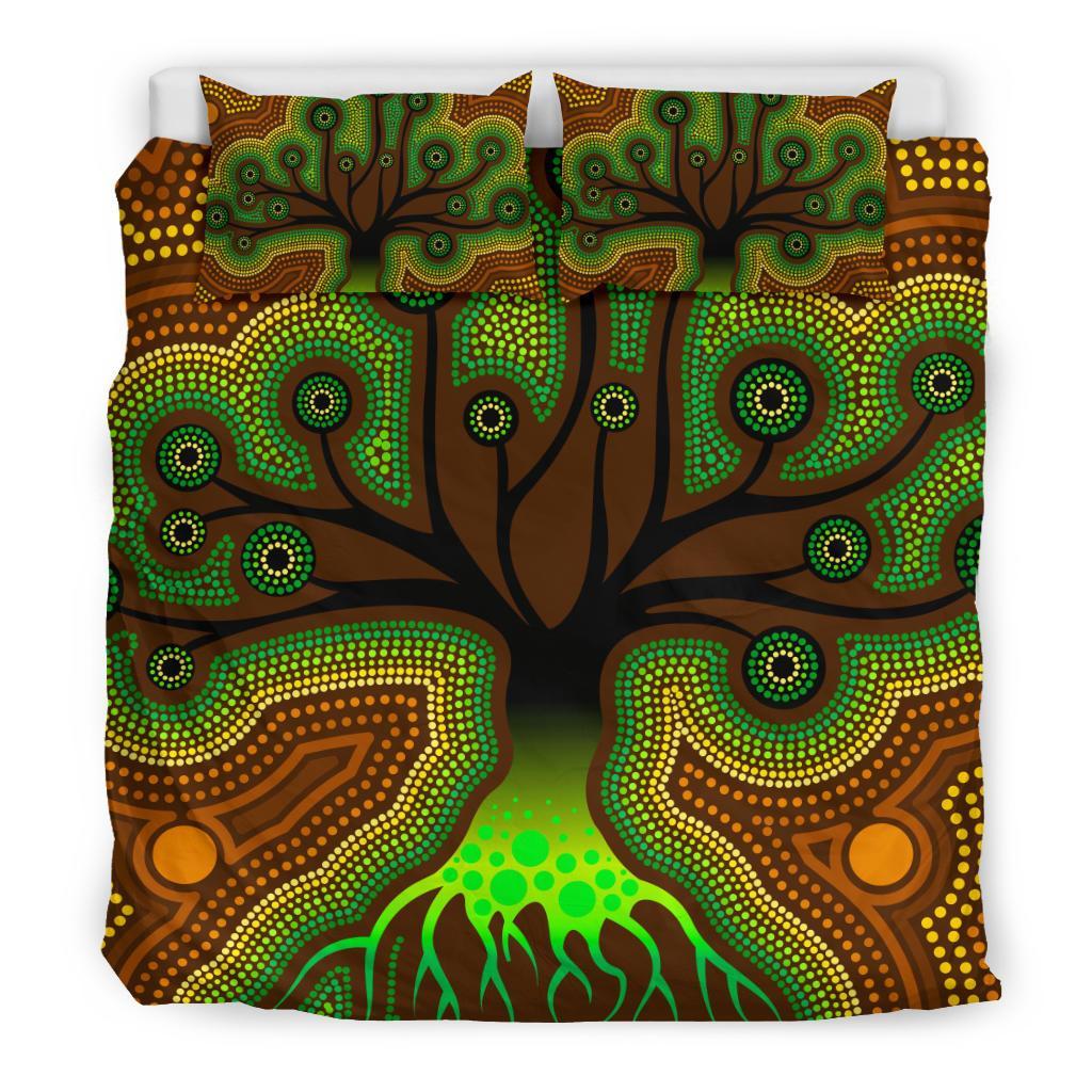 Aboriginal Bedding Set - Tree Dot Painting Art - Vibe Hoodie Shop