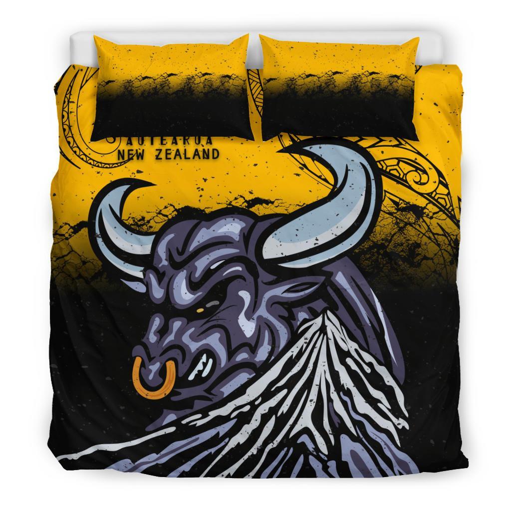 New Zealand Maori Bedding Set Taranaki Bull - Vibe Hoodie Shop