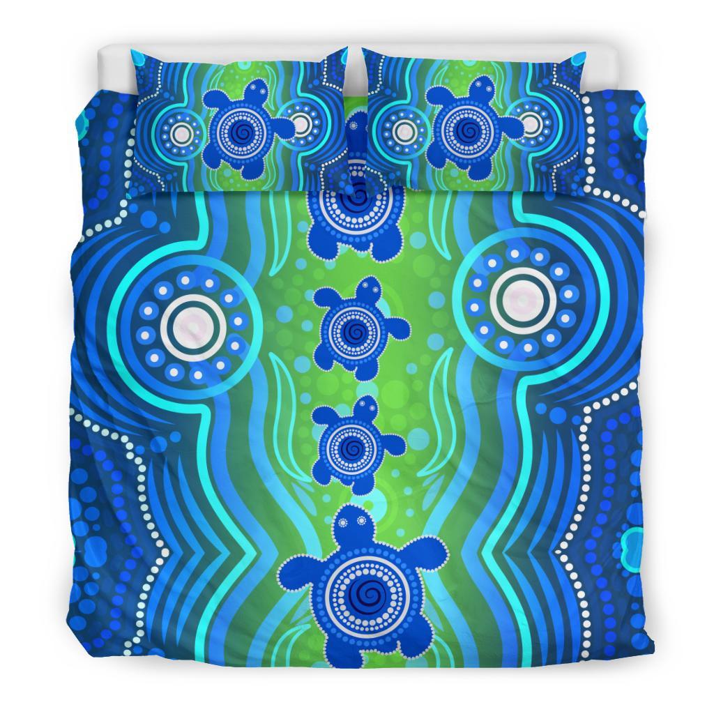 Aboriginal Bedding Set - Aboriginal Turtle Family - Vibe Hoodie Shop