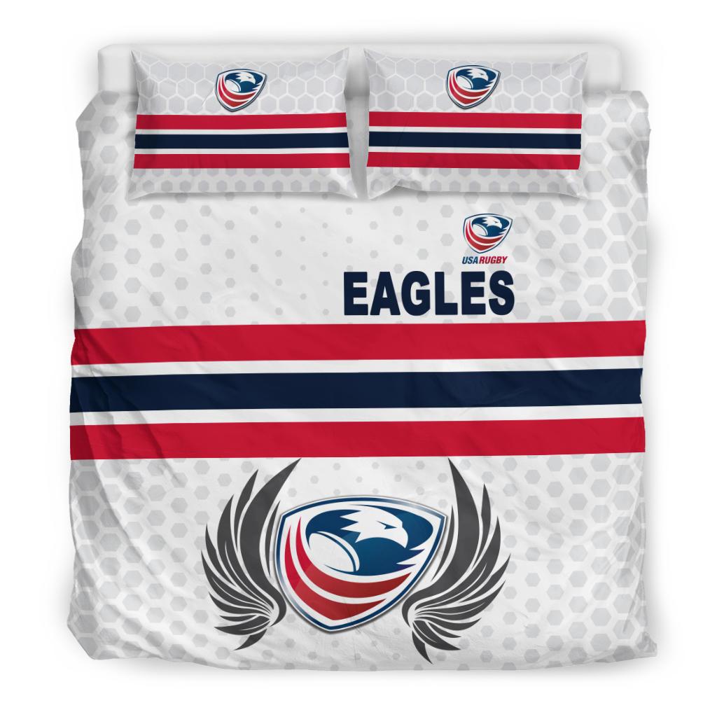 USA Rugby Bedding Set Eagles Simple Style - White - Vibe Hoodie Shop