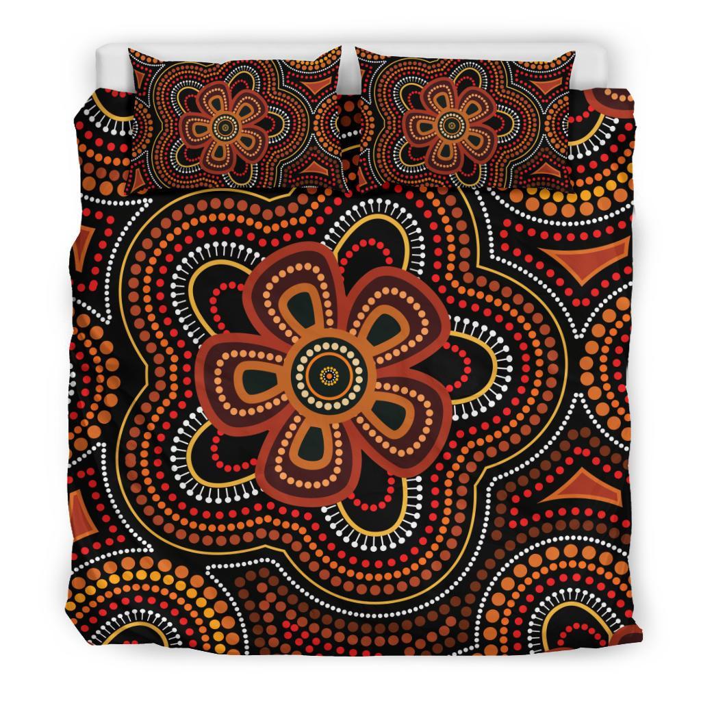 ABoriginal Bedding Set - Aboriginal Dot Painting Flowers Style Ver02 - Vibe Hoodie Shop