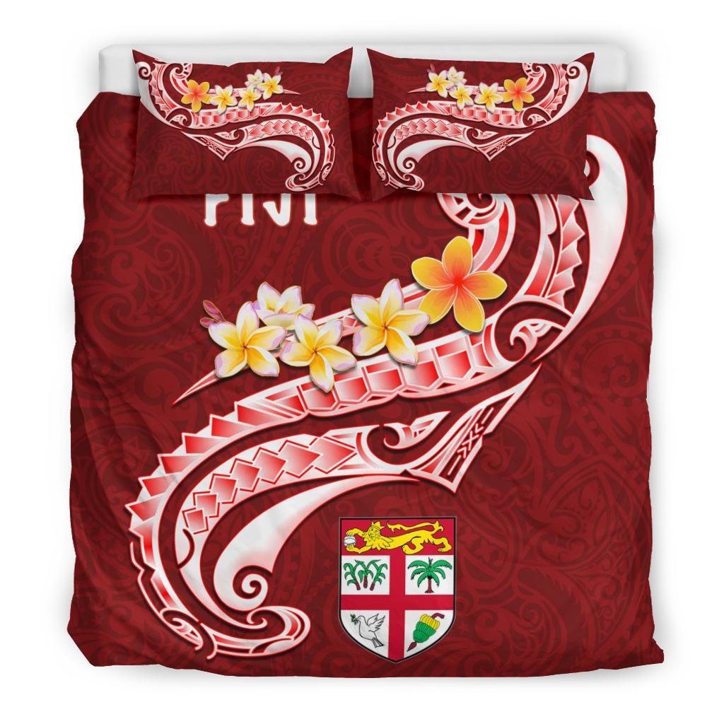 Fiji Bedding Set - Fiji Seal Polynesian Patterns Plumeria (Red) - Vibe Hoodie Shop