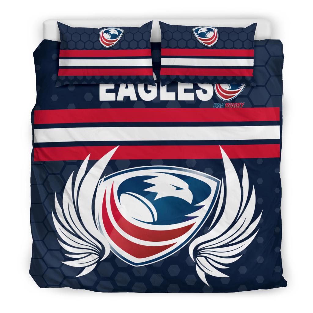 USA Rugby Bedding Set Eagles Simple Style - Full Navy - Vibe Hoodie Shop