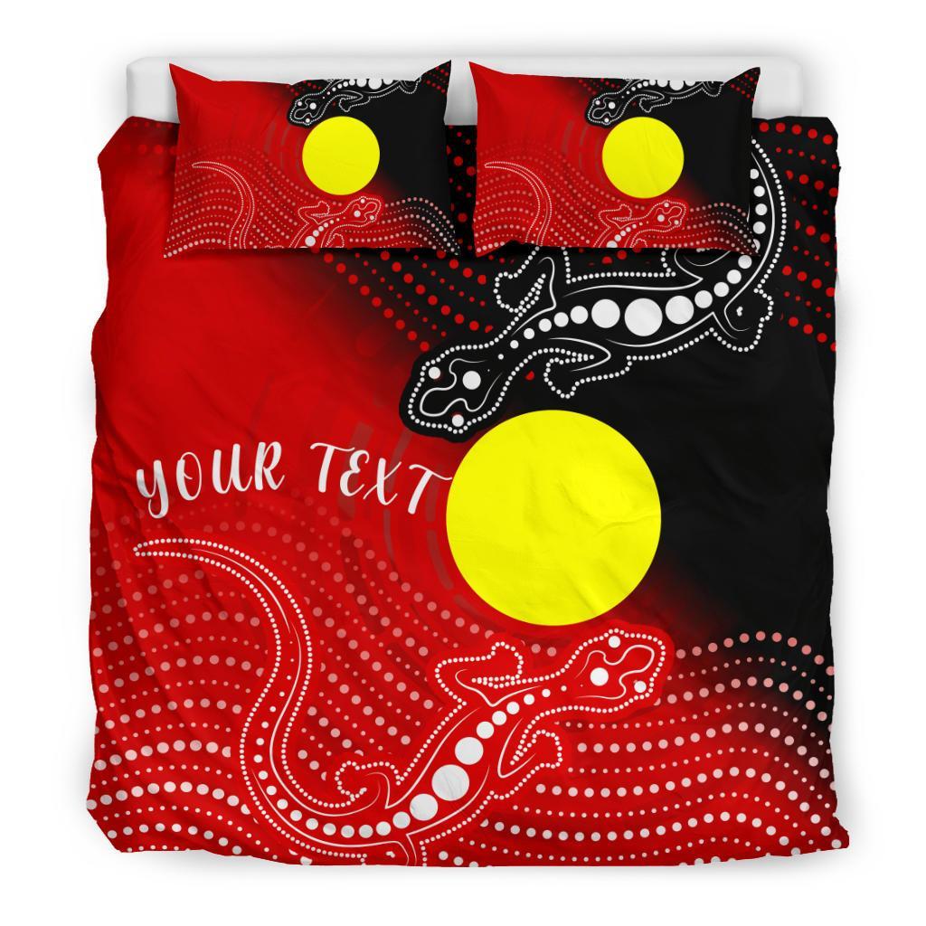 Custom Aboriginal Bedding Set - Two Indigenous Lizard - Vibe Hoodie Shop