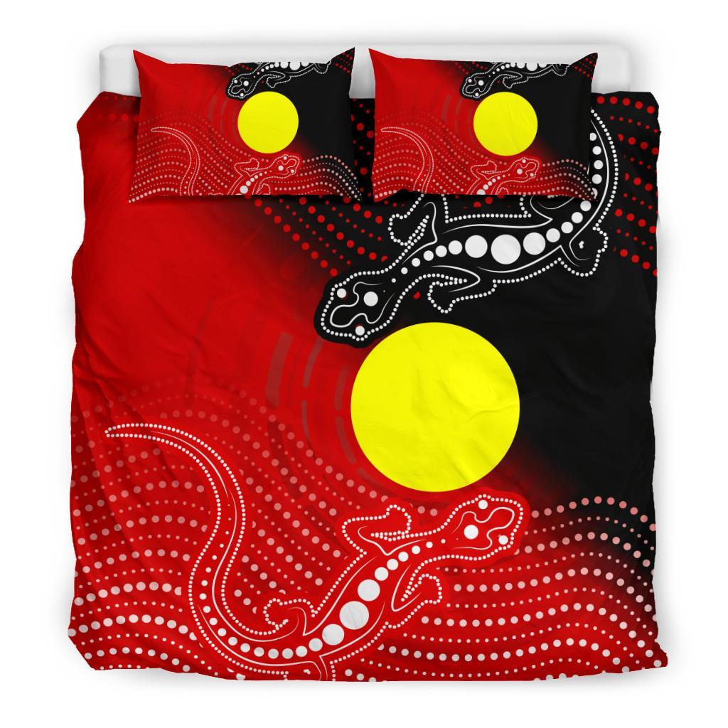 Aboriginal Bedding Set - Two Indigenous Lizard - Vibe Hoodie Shop