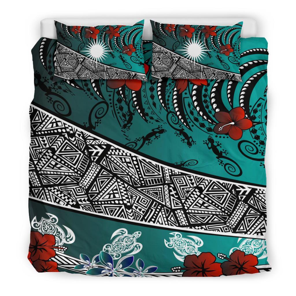Marshall Islands Bedding Set - Lizard And Turtle Green - Vibe Hoodie Shop