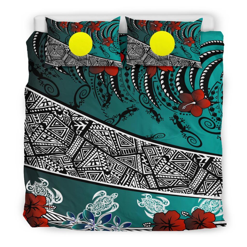 Palau Polynesian Bedding Set - Lizard And Turtle Green - Vibe Hoodie Shop