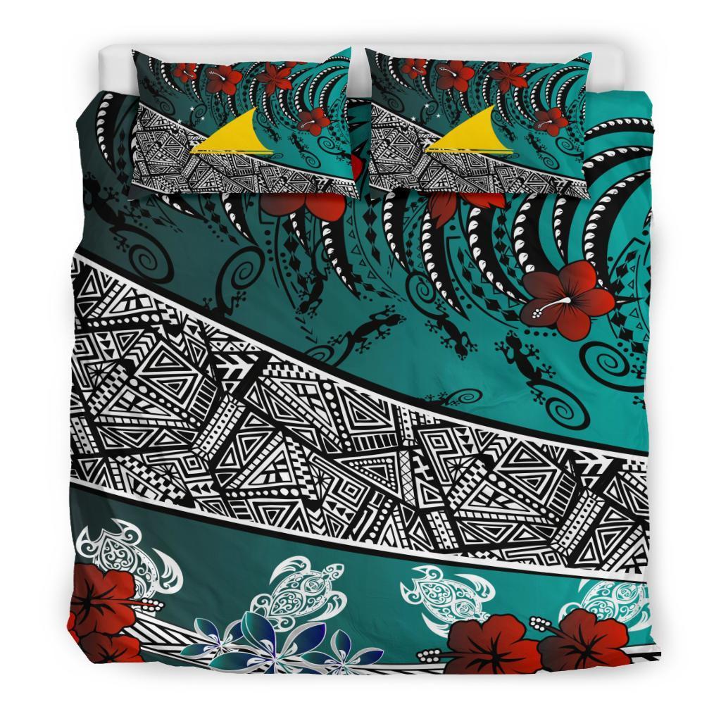 Tokelau Polynesian Bedding Set - Lizard And Turtle Green - Vibe Hoodie Shop
