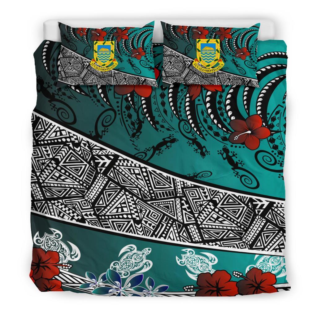 Tuvalu Polynesian Bedding Set - Lizard And Turtle Green - Vibe Hoodie Shop
