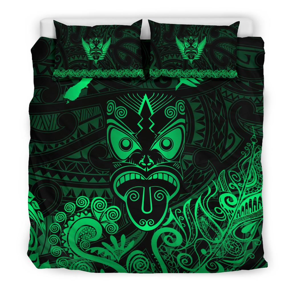 Maori Aotearoa Rugby Haka Bedding Set New Zealand Silver Fern - Green - Vibe Hoodie Shop