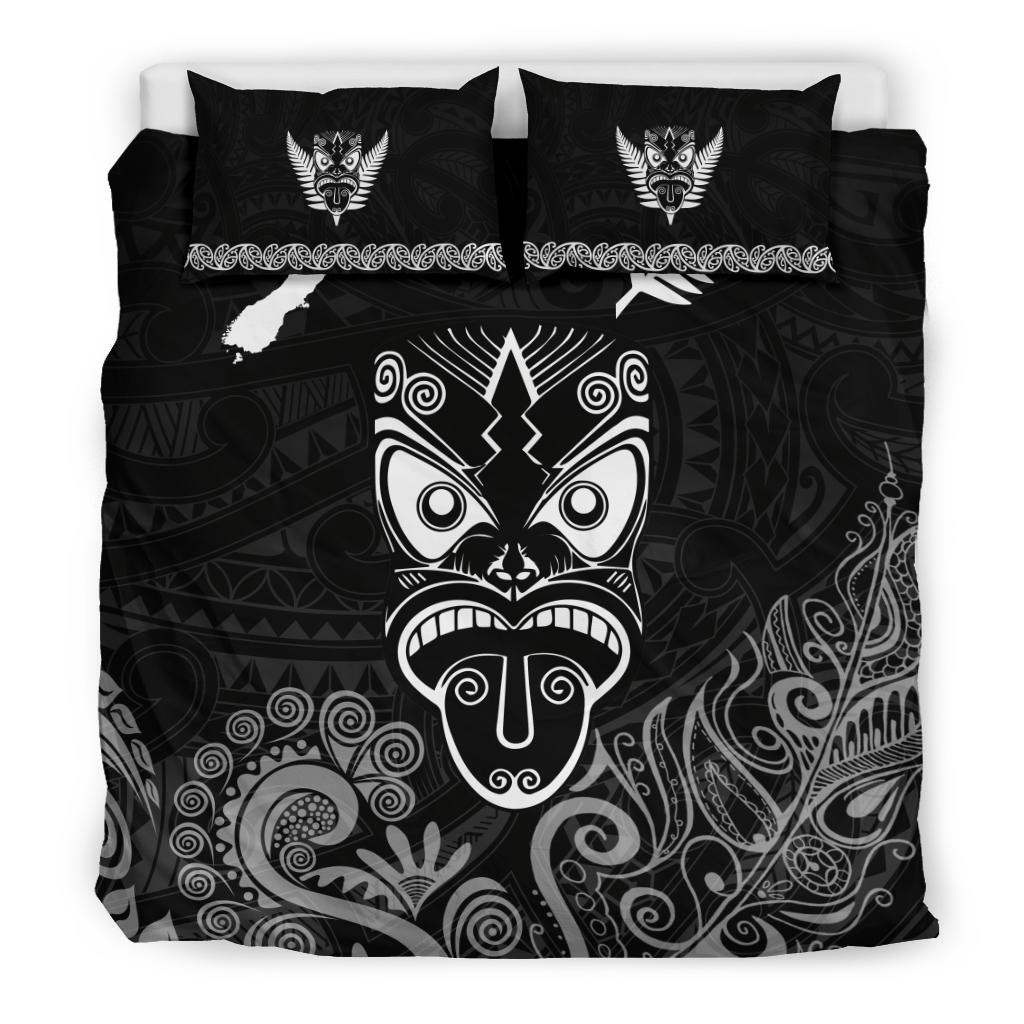 Maori Aotearoa Rugby Haka Bedding Set New Zealand Silver Fern - Black - Vibe Hoodie Shop