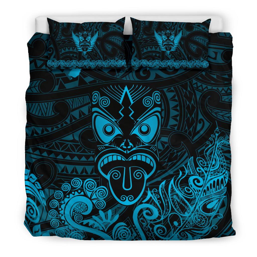 Maori Aotearoa Rugby Haka Bedding Set New Zealand Silver Fern - Turquoise - Vibe Hoodie Shop