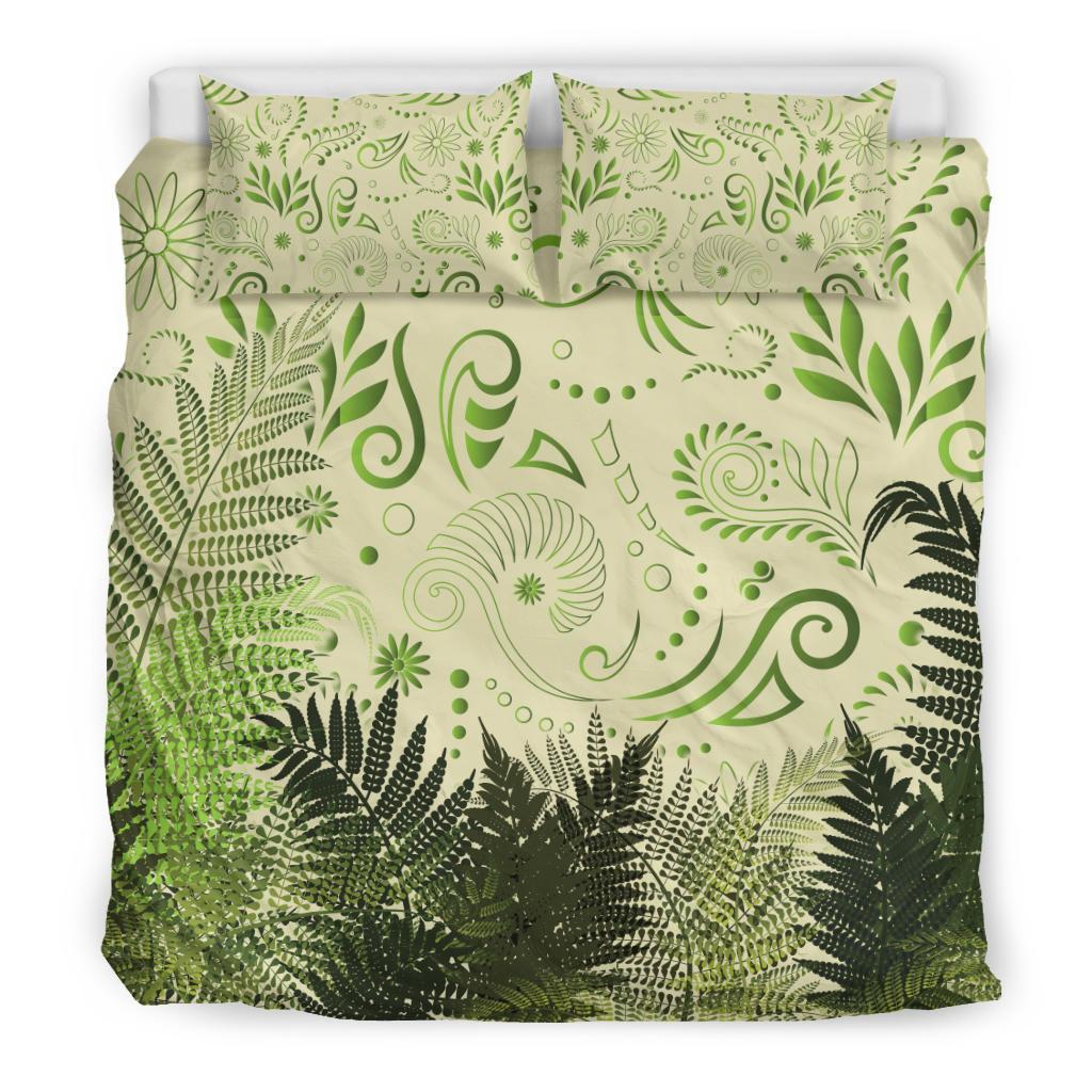 New Zealand Bedding Set Silver Fern Aotearoa Vibes - Beige - Vibe Hoodie Shop