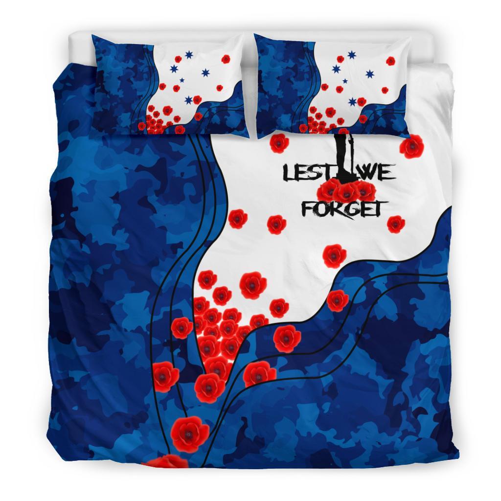 ANZAC Lest We Forget Bedding Set - Australian Flag Blue - - Vibe Hoodie Shop