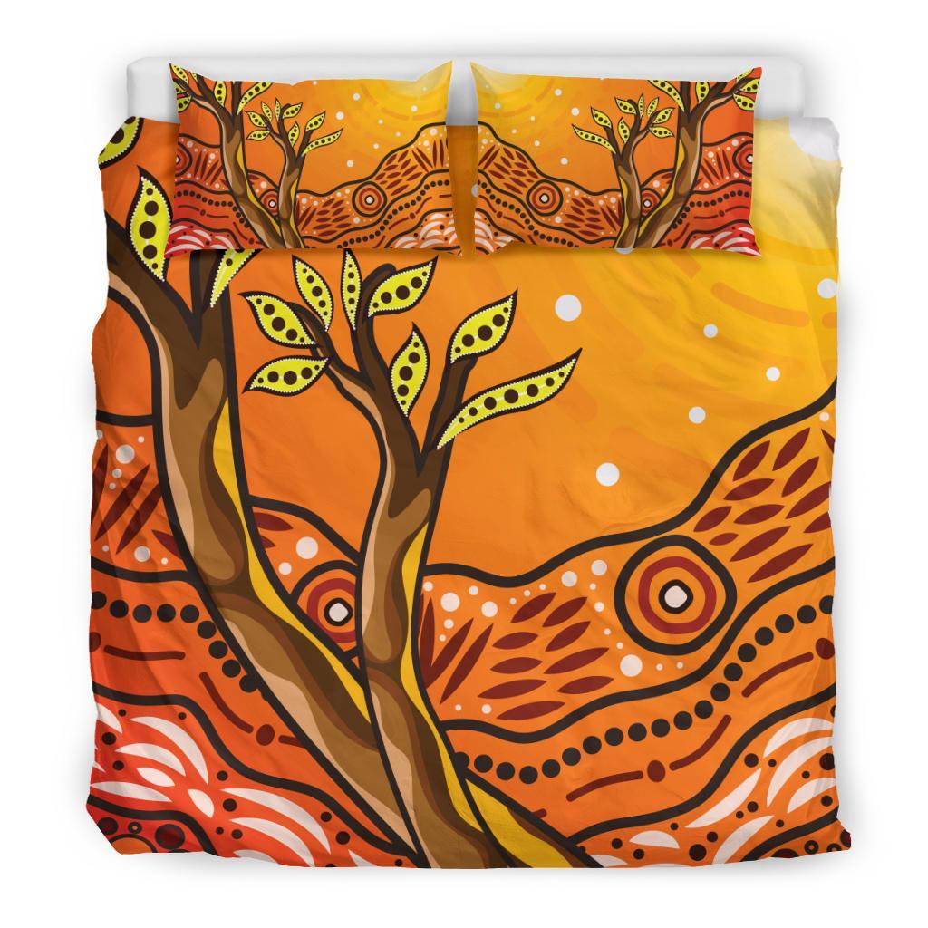 Aboriginal Bedding Set - Tree On The Hill - Vibe Hoodie Shop