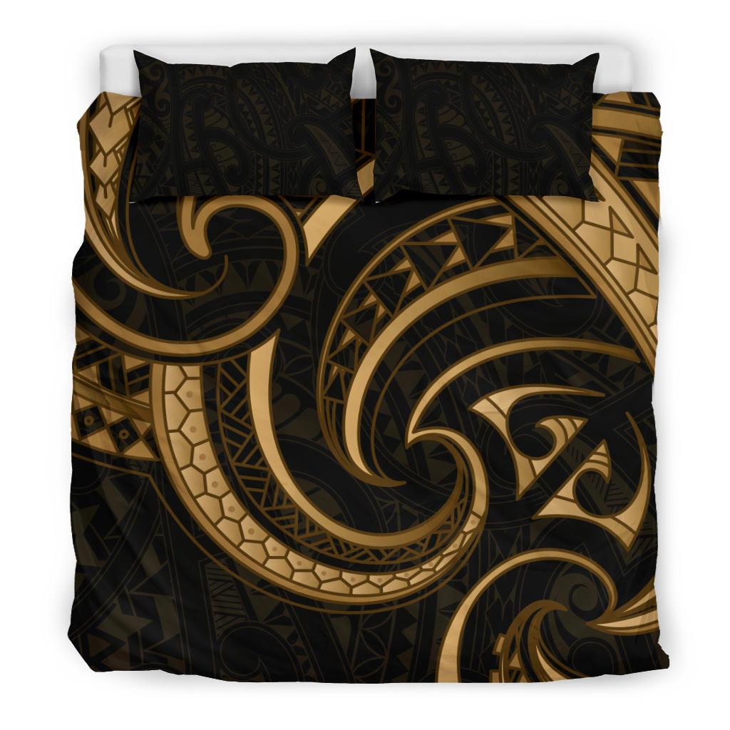 New Zealand Maori Mangopare Bedding Set Polynesian - Gold - Vibe Hoodie Shop