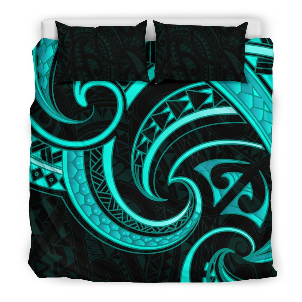 New Zealand Maori Mangopare Bedding Set Polynesian - Turquoise - Vibe Hoodie Shop