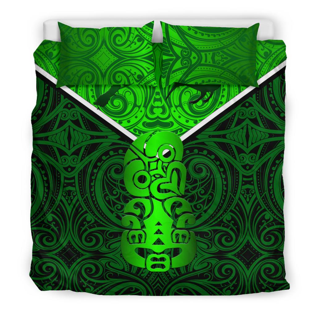New Zealand Maori Rugby Bedding Set Pride Version - Green - Vibe Hoodie Shop