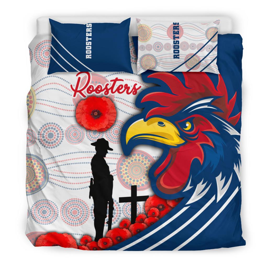 Australia Roosters Bedding Set ANZAC Day - Three Tiles Style - Vibe Hoodie Shop