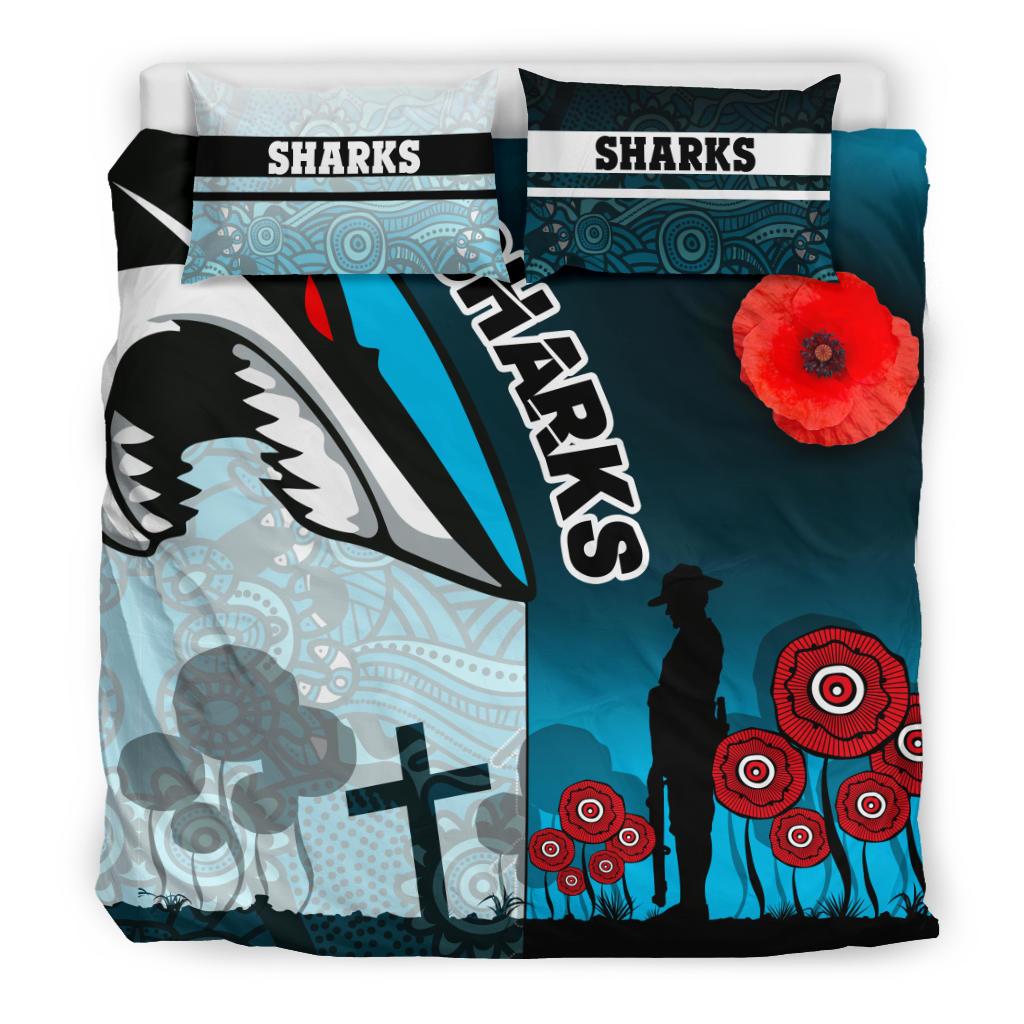 Sharks Bedding Set Cronulla ANZAC Day - Vibe Hoodie Shop