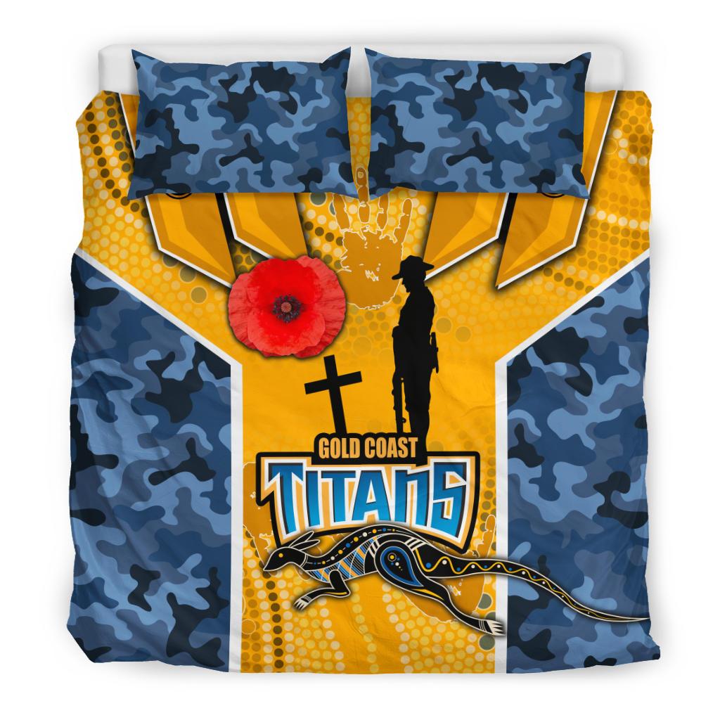 Titans Bedding Set Gold Coast ANZAC Day Armor Version - Vibe Hoodie Shop