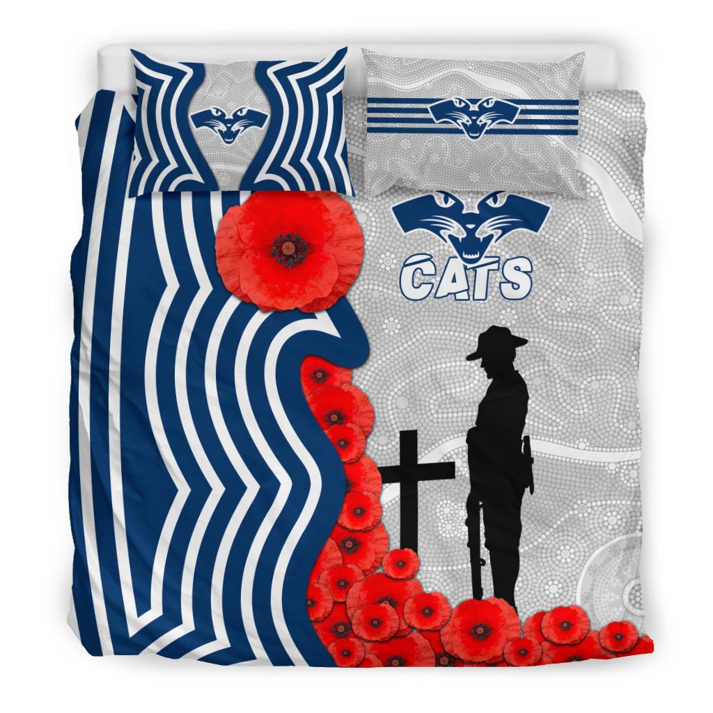 Geelong Bedding Set Cats ANZAC Day Indigenous - Vibe Hoodie Shop