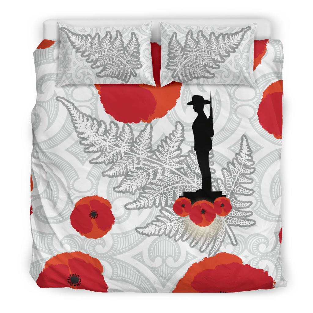 ANZAC Maori Bedding Set Silver Fern Lest For Get - Vibe Hoodie Shop