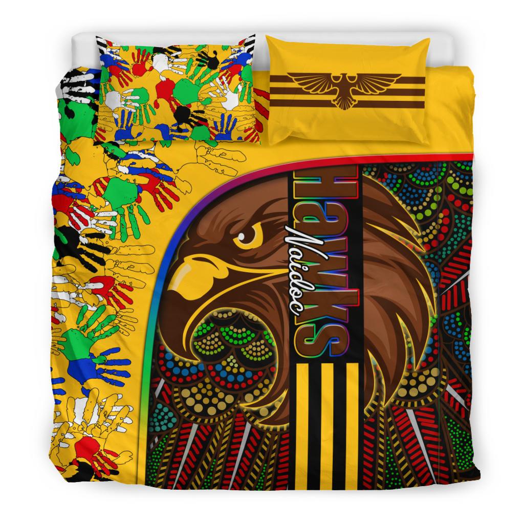 Pride Hawks Bedding Set Hawthorn NAIDOC Week Aboriginal Version Special - Vibe Hoodie Shop