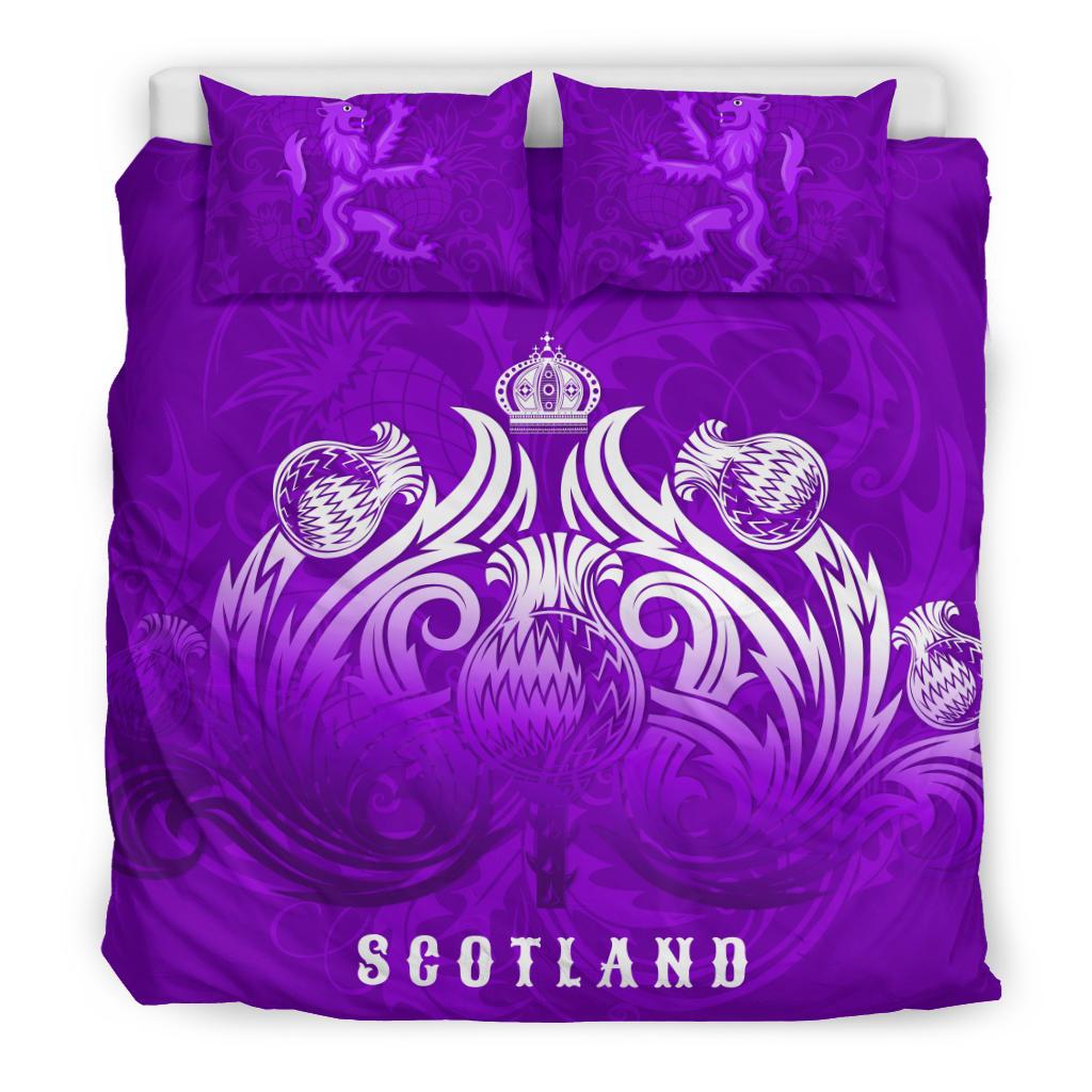 Scotland Rugby Bedding Set Lion Thistle Simple Version Purple - Vibe Hoodie Shop