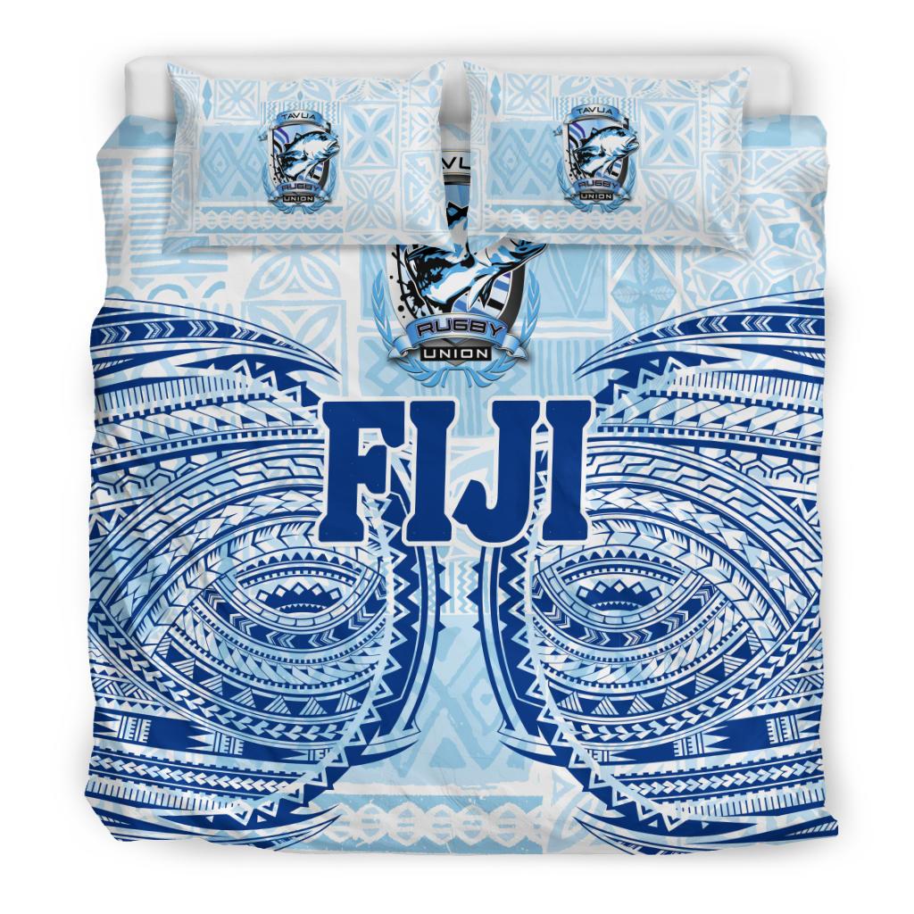Fiji Tavua Rugby Tapa Bedding Set Polynesian Blue - Vibe Hoodie Shop