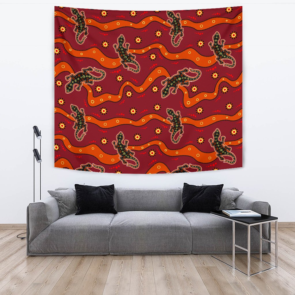 Tapestry - Aboriginal Dot Painting Tapestries Lizard - Vibe Hoodie Shop