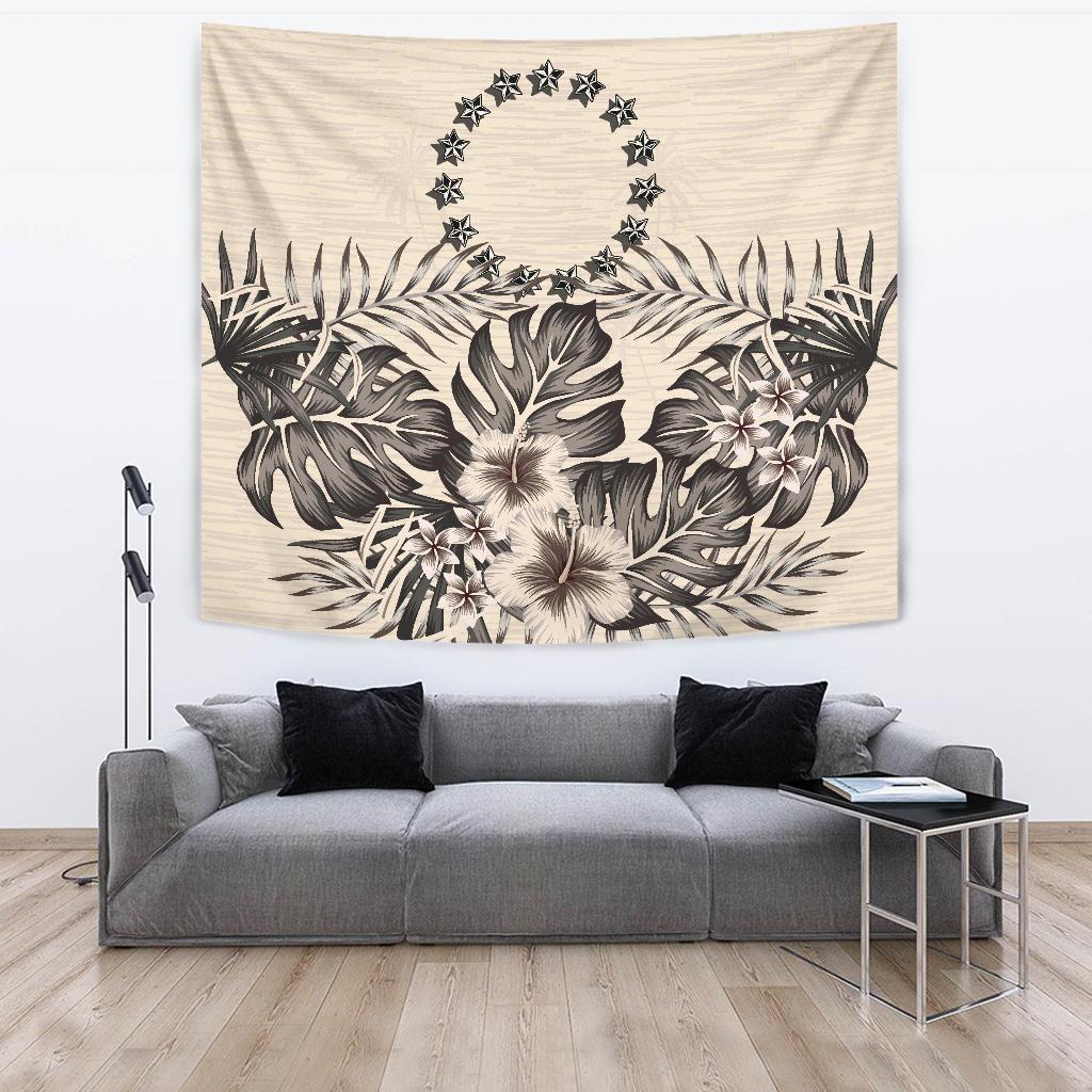 Cook Islands Tapestry - The Beige Hibiscus - Vibe Hoodie Shop