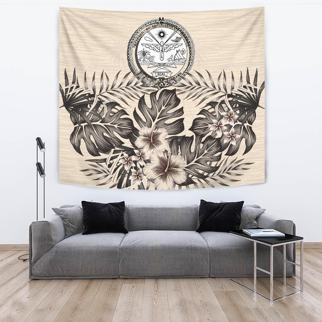 Marshall Islands Tapestry - The Beige Hibiscus - Vibe Hoodie Shop