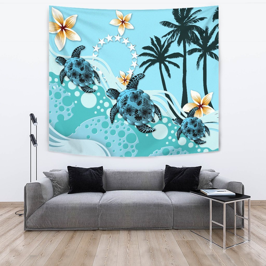 Cook Islands Tapestry - Blue Turtle Hibiscus - Vibe Hoodie Shop