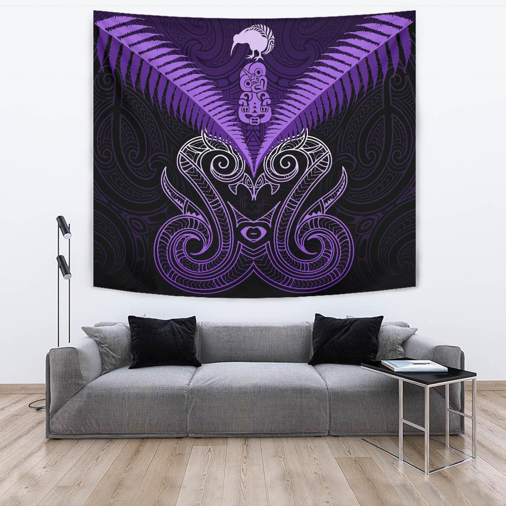 Maori Manaia New Zealand Tapestry Purple - Vibe Hoodie Shop