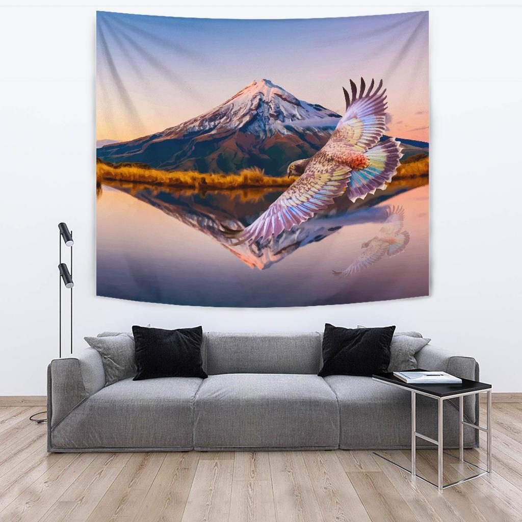 New Zealand Kea Bird Mount Taranaki Tapestry - Vibe Hoodie Shop