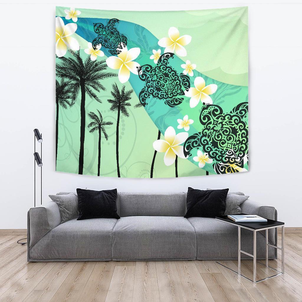 Plumeria Sea Turtle Tapestry - Vibe Hoodie Shop