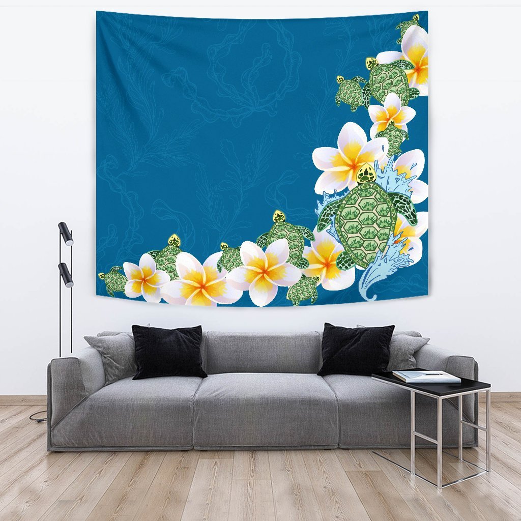 Plumeria Sea Turtle Tapestry - Vibe Hoodie Shop