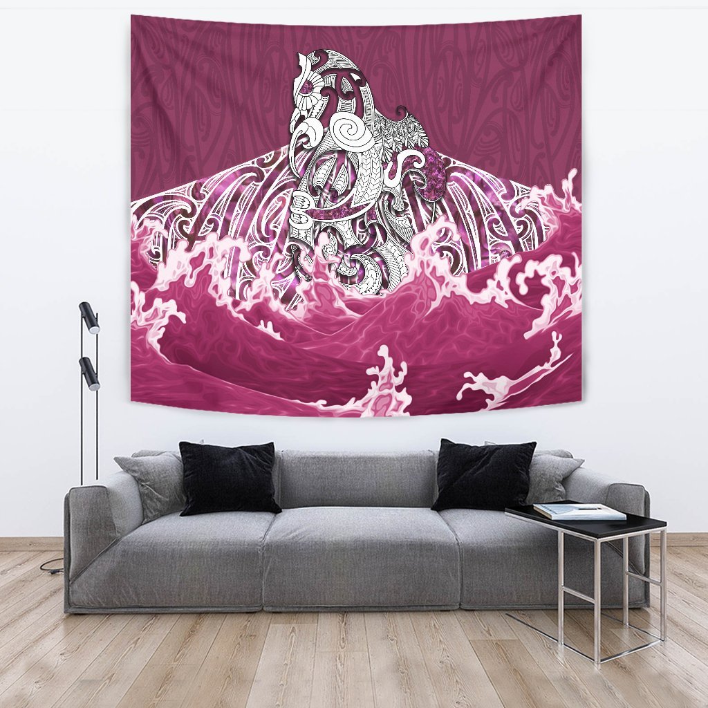 Maori Manaia The Blue Sea Tapestry, Pink - Vibe Hoodie Shop