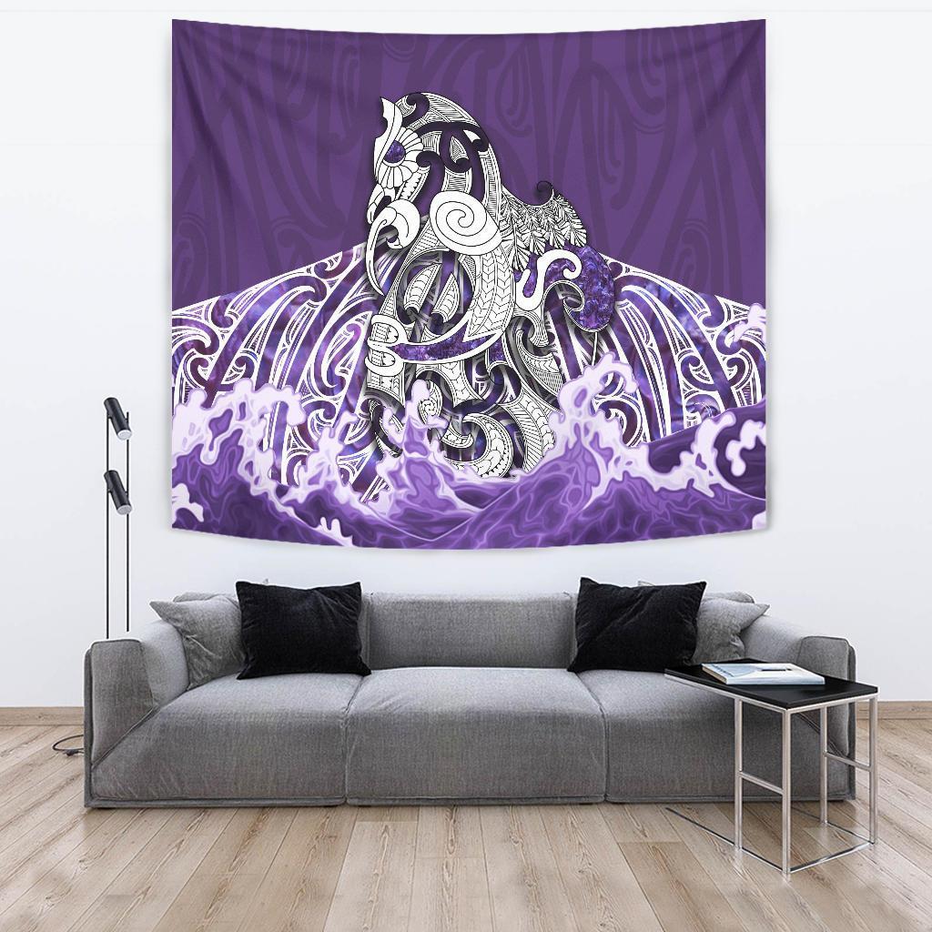 Maori Manaia The Blue Sea Tapestry, Purple - Vibe Hoodie Shop