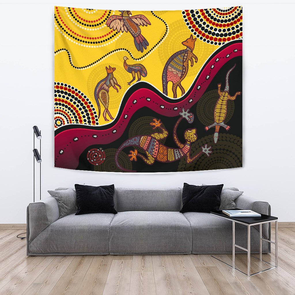 Aboriginal Tapestry - Indigenous Animals Life Art - Vibe Hoodie Shop